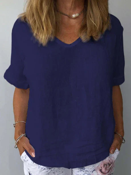 T-shirt d'été chic à col en V pour femme