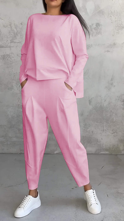 Ensemble d'été décontracté pour femme avec pull et pantalon fuselé