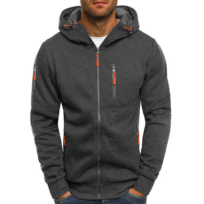 Chaqueta de hombre con capucha y varios bolsillos. 