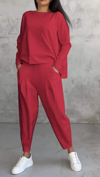 Ensemble d'été décontracté pour femme avec pull et pantalon fuselé