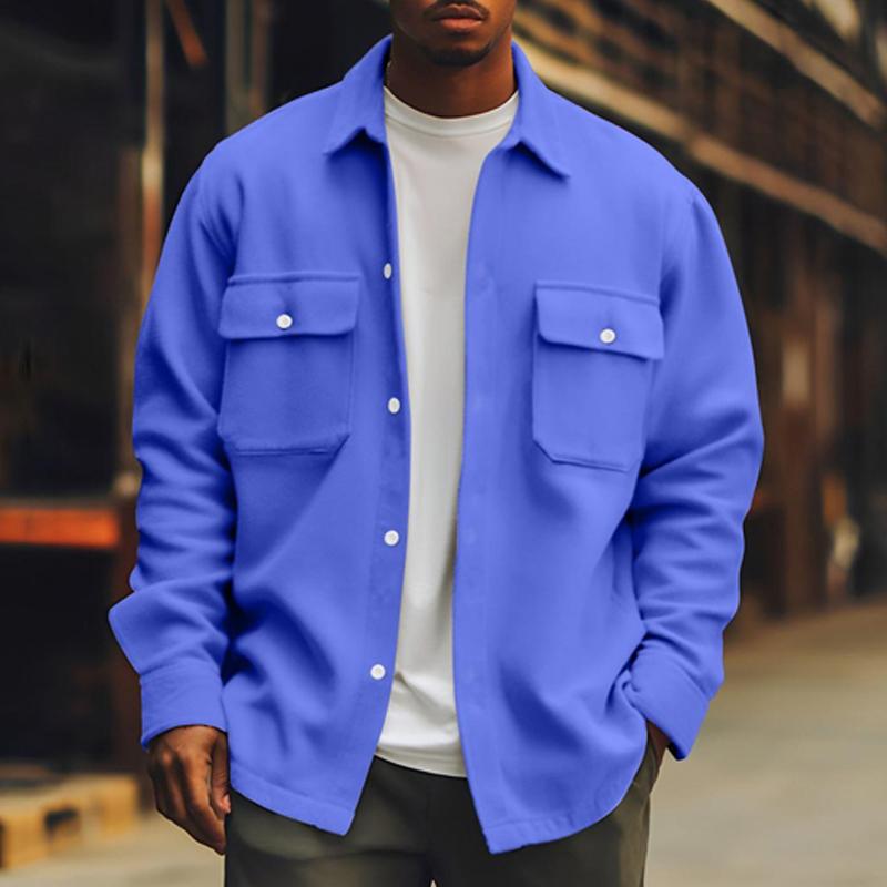 Chaqueta abotonada con bolsillos delanteros para hombre 