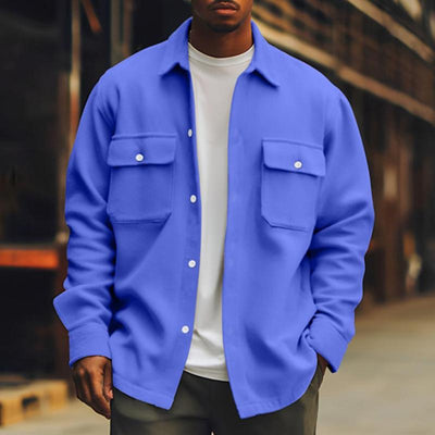 Chaqueta abotonada con bolsillos delanteros para hombre 