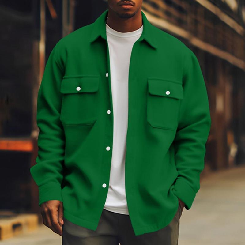 Chaqueta abotonada con bolsillos delanteros para hombre 