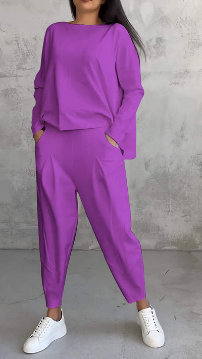 Ensemble d'été décontracté pour femme avec pull et pantalon fuselé