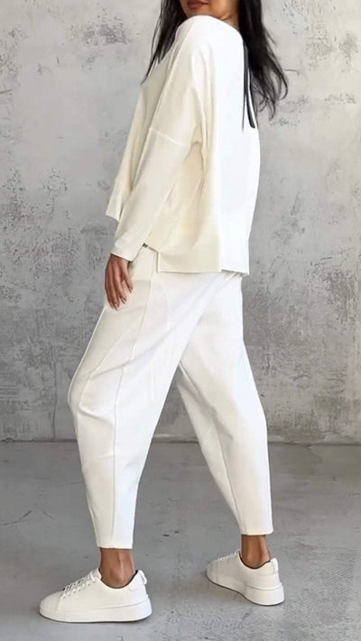 Ensemble d'été décontracté pour femme avec pull et pantalon fuselé