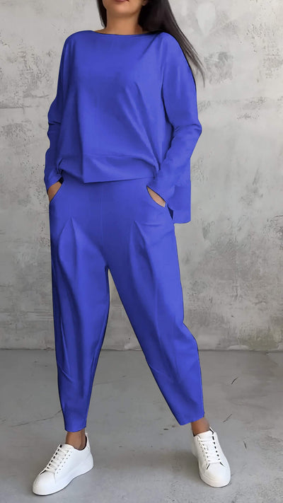 Ensemble d'été décontracté pour femme avec pull et pantalon fuselé