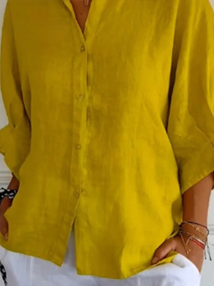 Camicia da donna - Tessuto leggero - Vestibilità rilassata - Chiusura con bottoni e colletto classico