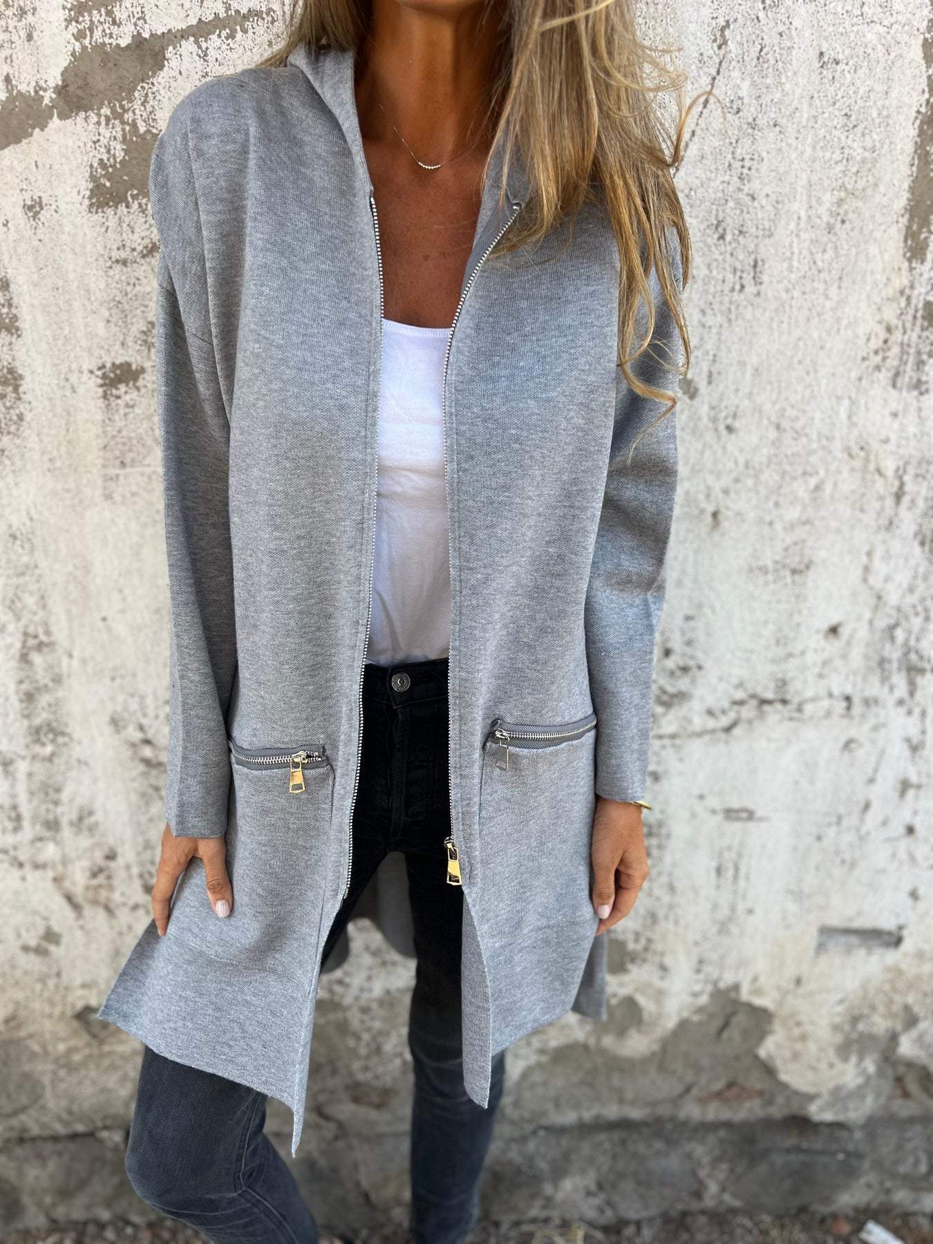 Gilet lungo da donna, tinta unita - Angelique