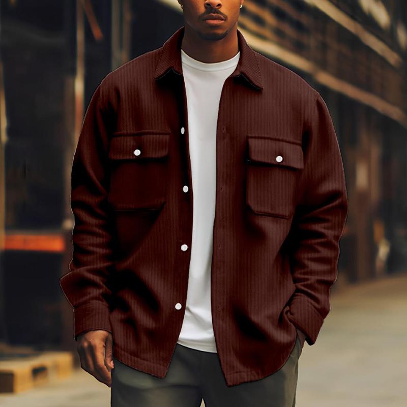 Chaqueta abotonada con bolsillos delanteros para hombre 