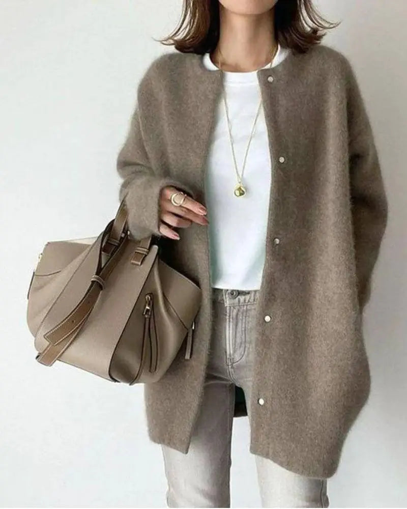 Cárdigan elegante en lana y mohair para otoño e invierno - mujer