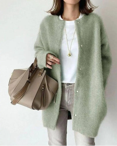 Cárdigan elegante en lana y mohair para otoño e invierno - mujer