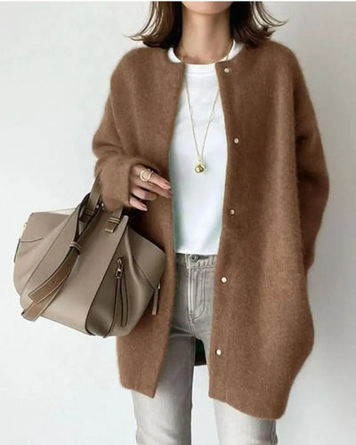 Cárdigan elegante en lana y mohair para otoño e invierno - mujer