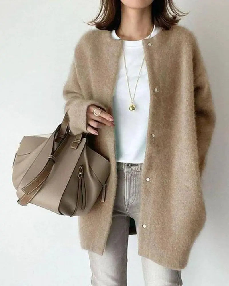 Cárdigan elegante en lana y mohair para otoño e invierno - mujer