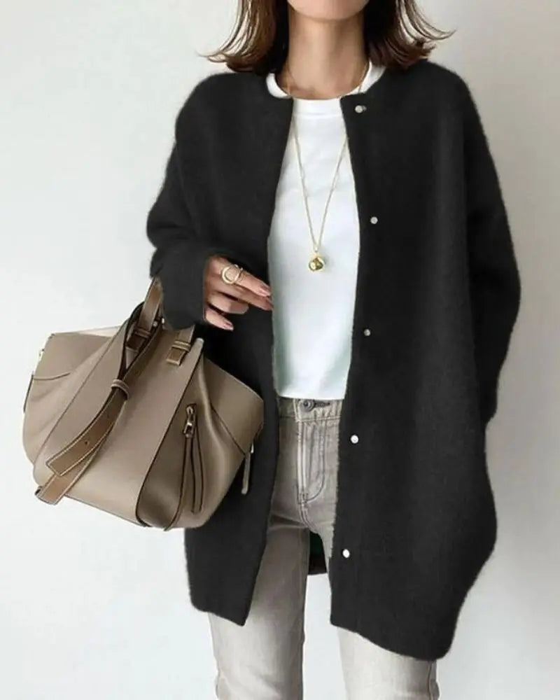 Cárdigan elegante en lana y mohair para otoño e invierno - mujer