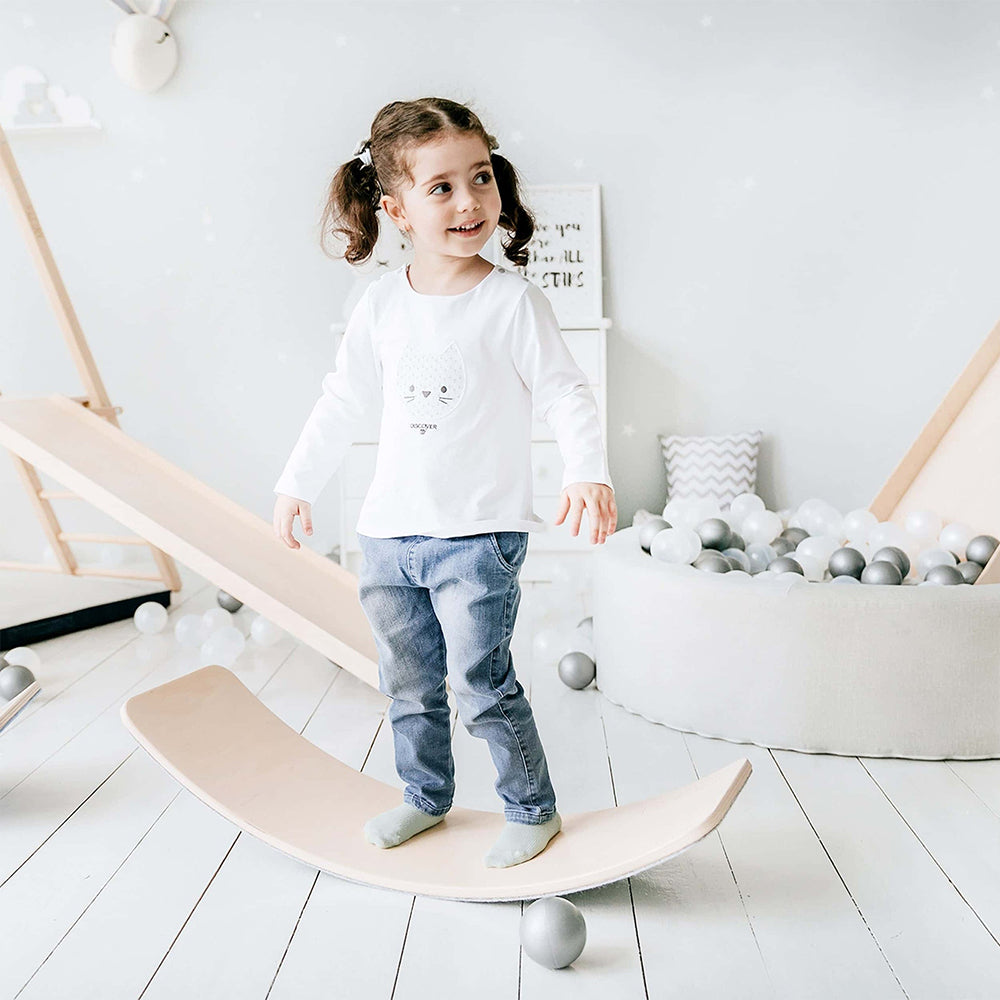 Tavola d'equilibrio, tavola d'equilibrio in legno naturale per bambini - Giocattolo aperto Montessori per il gioco creativo