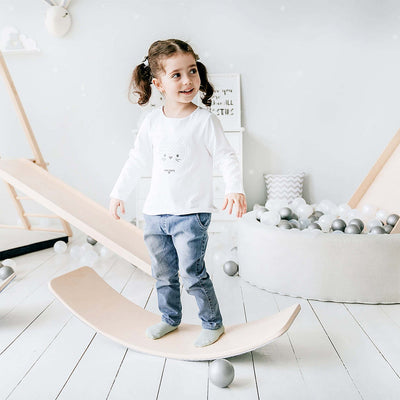 Tavola d'equilibrio, tavola d'equilibrio in legno naturale per bambini - Giocattolo aperto Montessori per il gioco creativo