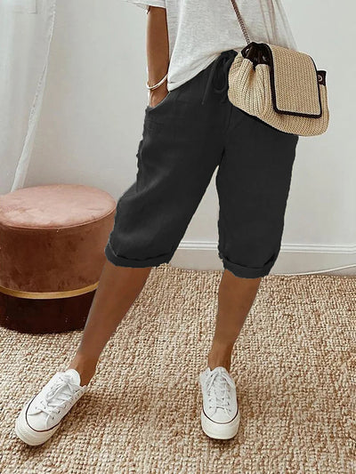 Pantaloncini da donna Rosa in cotone-lino - fluidi, leggeri e di tendenza per l'estate 2025