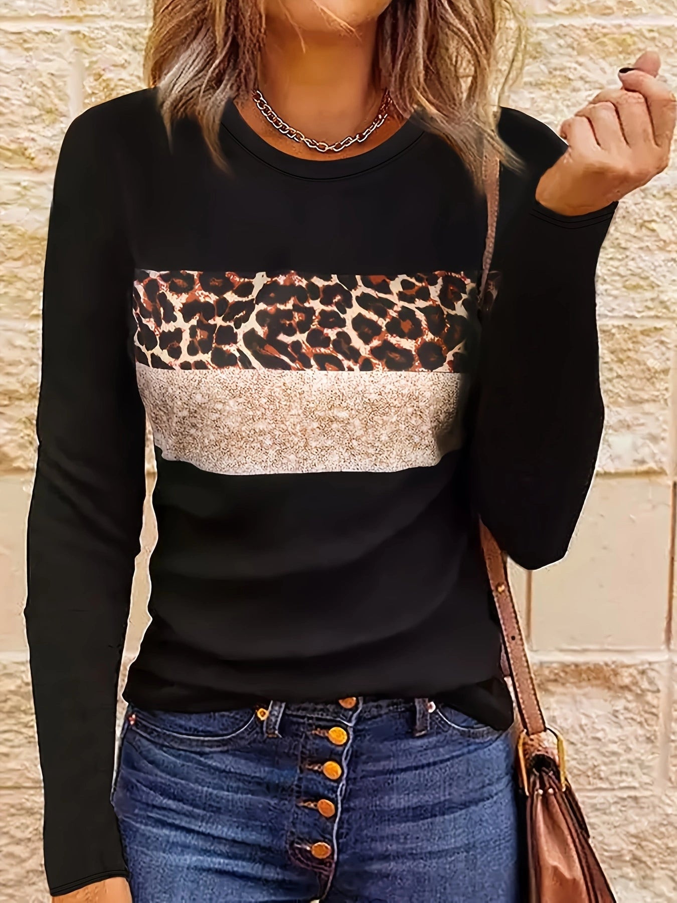 Camicia da donna a maniche lunghe con stampa leopardata - Perfetta per tutte le stagioni