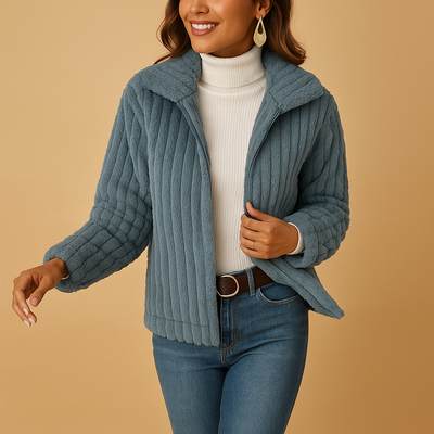 Giacca lunga in pile con collo alto da donna | Isabelle