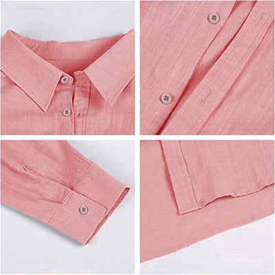 Chemise en lin à manches longues pour homme - Printemps, Été