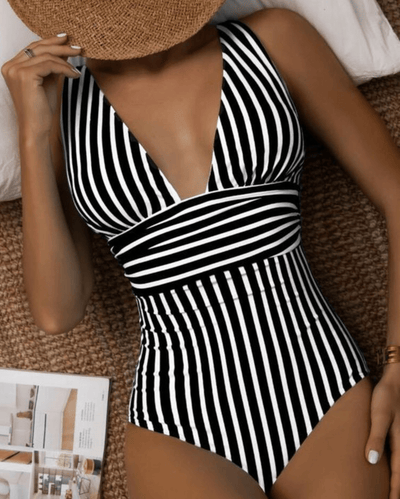Costume da bagno donna a righe eleganti