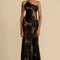Elegante vestido largo de malla floral