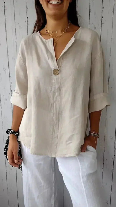 Anamae - Camicia con scollo a V e manica media