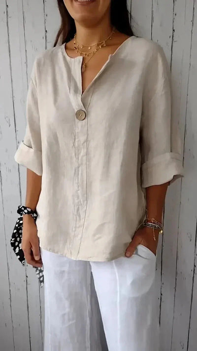 Anamae - Camicia con scollo a V e manica media
