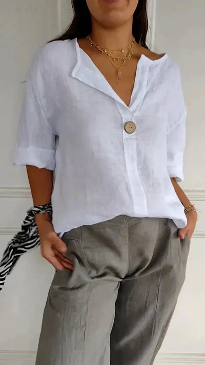 Anamae - Camicia con scollo a V e manica media