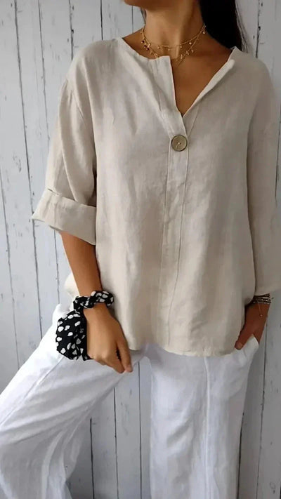 Anamae - Camicia con scollo a V e manica media