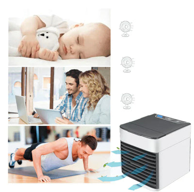 Mini climatiseur portable - Refroidit, humidifie et nettoie - Refroidisseur d'air USB 3 en 1