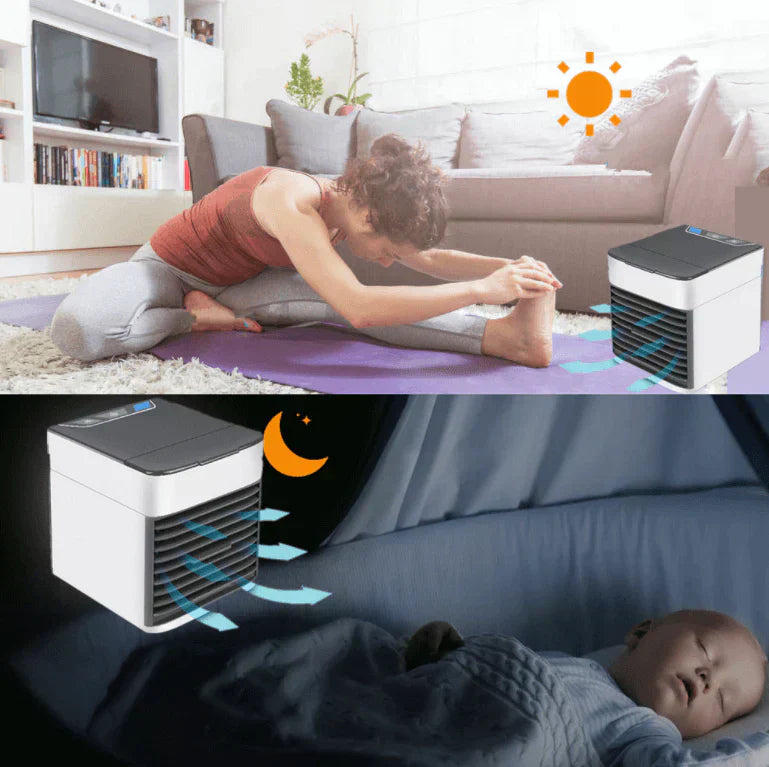 Mini climatiseur portable - Refroidit, humidifie et nettoie - Refroidisseur d'air USB 3 en 1