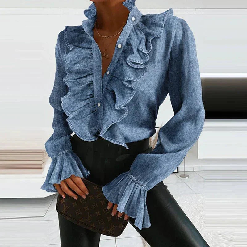 Arti | Camicetta di tendenza in chiffon increspato da donna