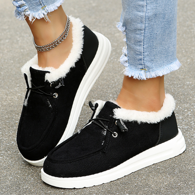Zapatillas vulcanizadas con forro de piel, cálidas y elegantes para mujer | Perfectas para cualquier temporada