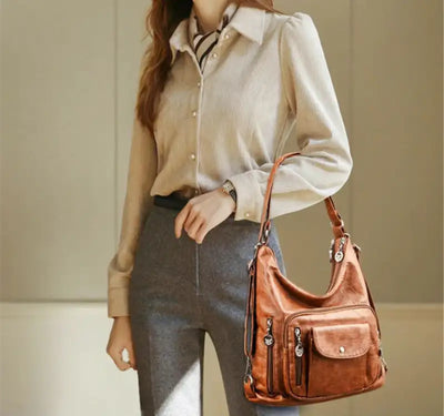 Odalis - sac à main en cuir avec plusieurs poches