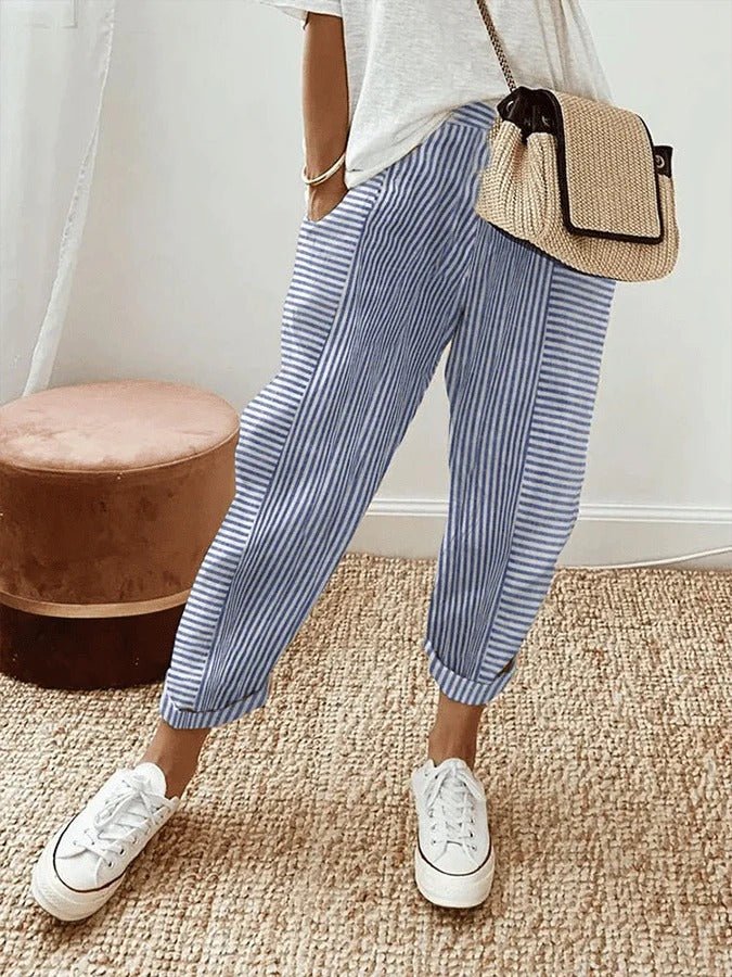 Pantalon de détente rayé pour femme