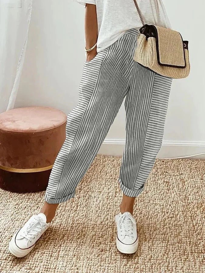 Pantalon de détente rayé pour femme