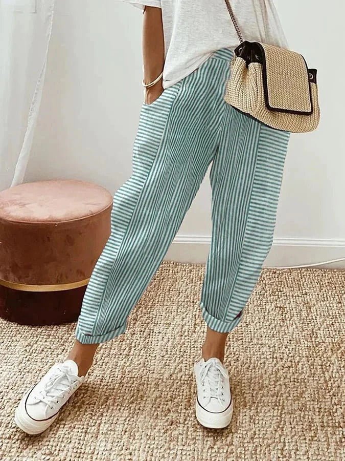 Pantalon de détente rayé pour femme
