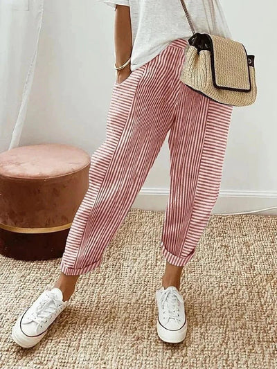 Pantalon de détente rayé pour femme