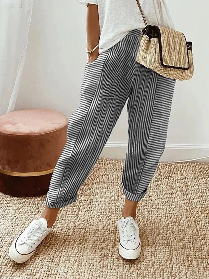 Pantalon de détente rayé pour femme