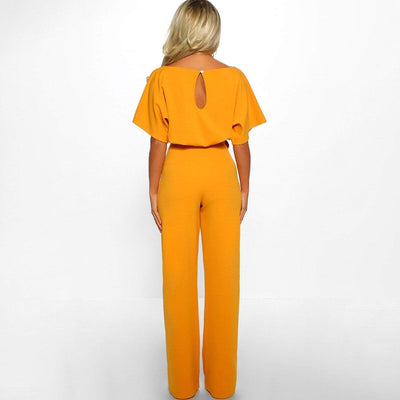 Combinaison longue de couleur unie avec cordon de serrage à la taille