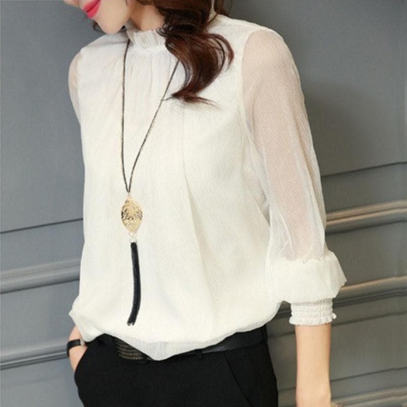 Chemise à volants avec manches transparentes