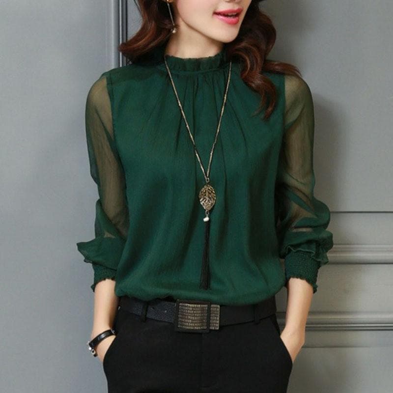 Chemise à volants avec manches transparentes