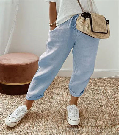 RIVE - Pantalones elegantes de algodón y lino