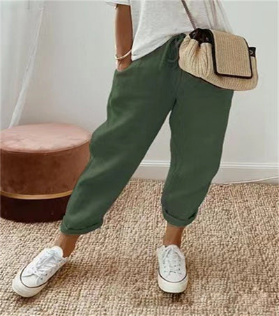 RIVE - Pantalones elegantes de algodón y lino