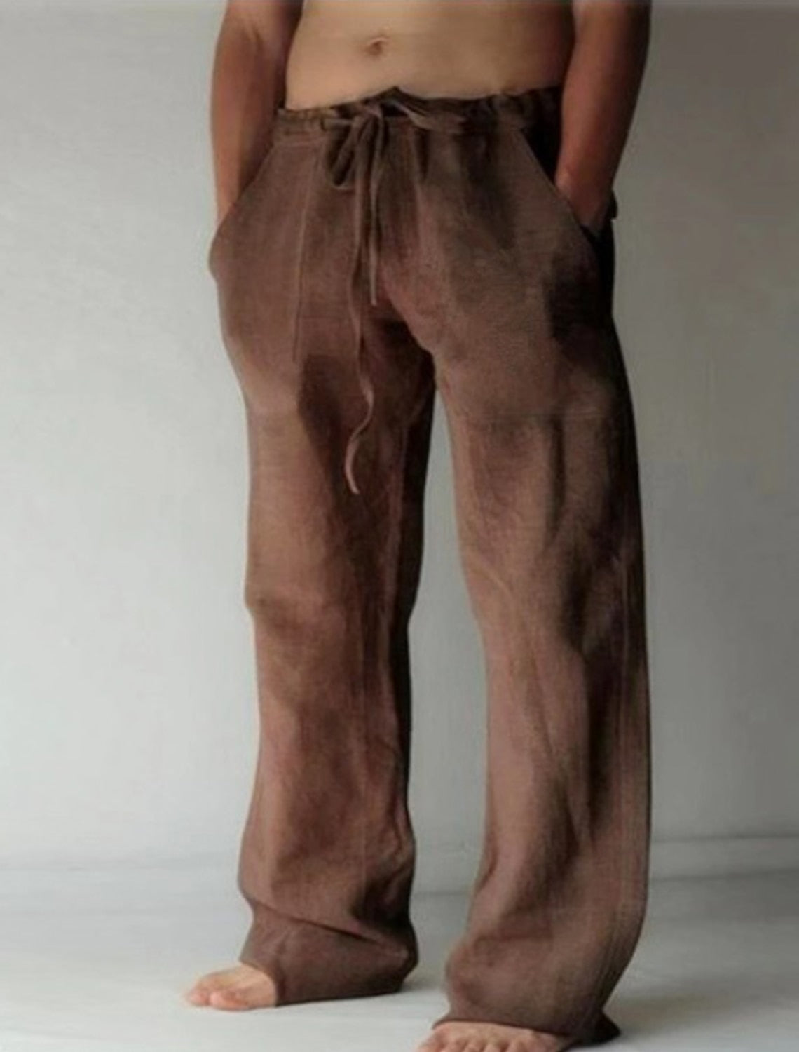 Pantalones anchos de lino para hombre