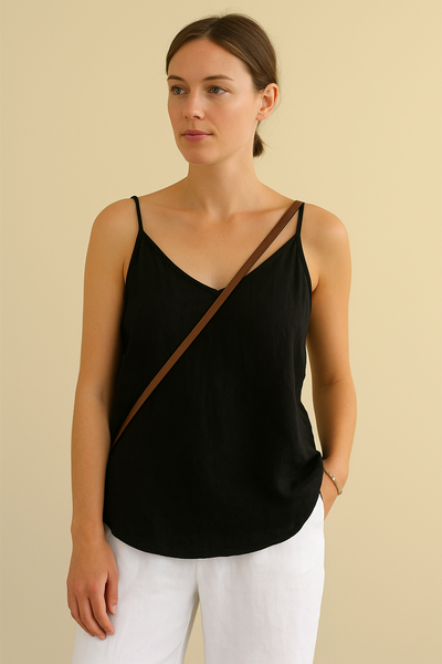 Top estivo da donna senza maniche - Scollo a V in stile lino dal tocco leggero