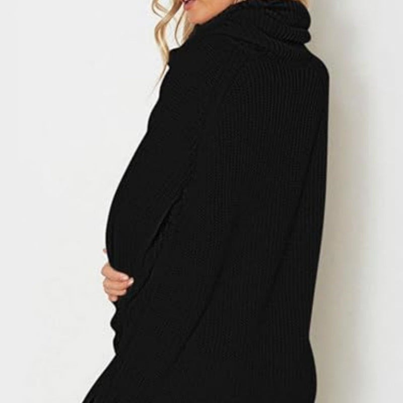 Vestido de cuello alto de color liso para mujer