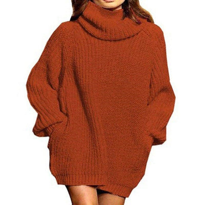 Vestido de cuello alto de color liso para mujer