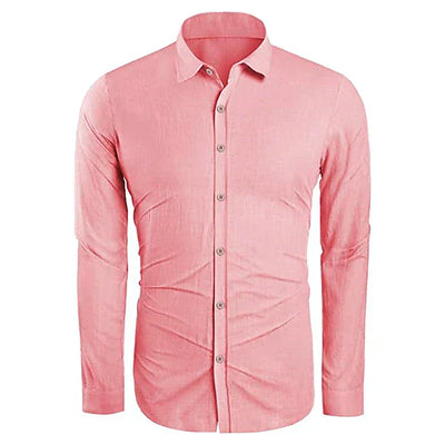 Chemise en lin à manches longues pour homme - Printemps, Été